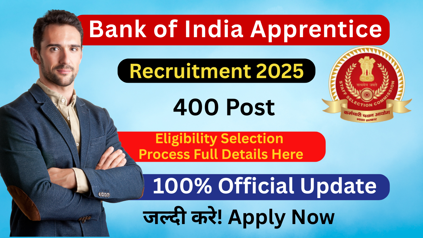 Bank of India Apprentice Recruitment 2025: 400 Vacancy, Last Date 10 Jan
