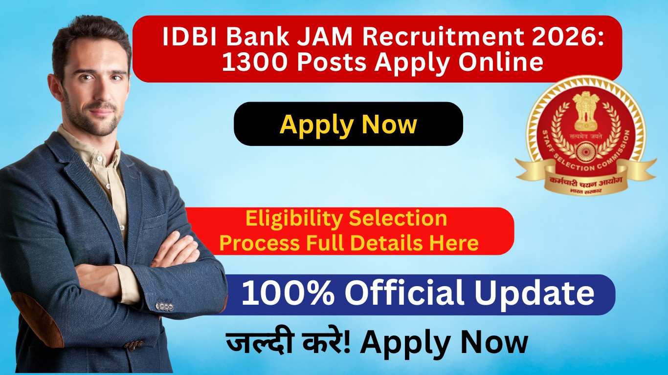 IDBI Bank JAM Recruitment 2026: 1300 Posts Apply Online
